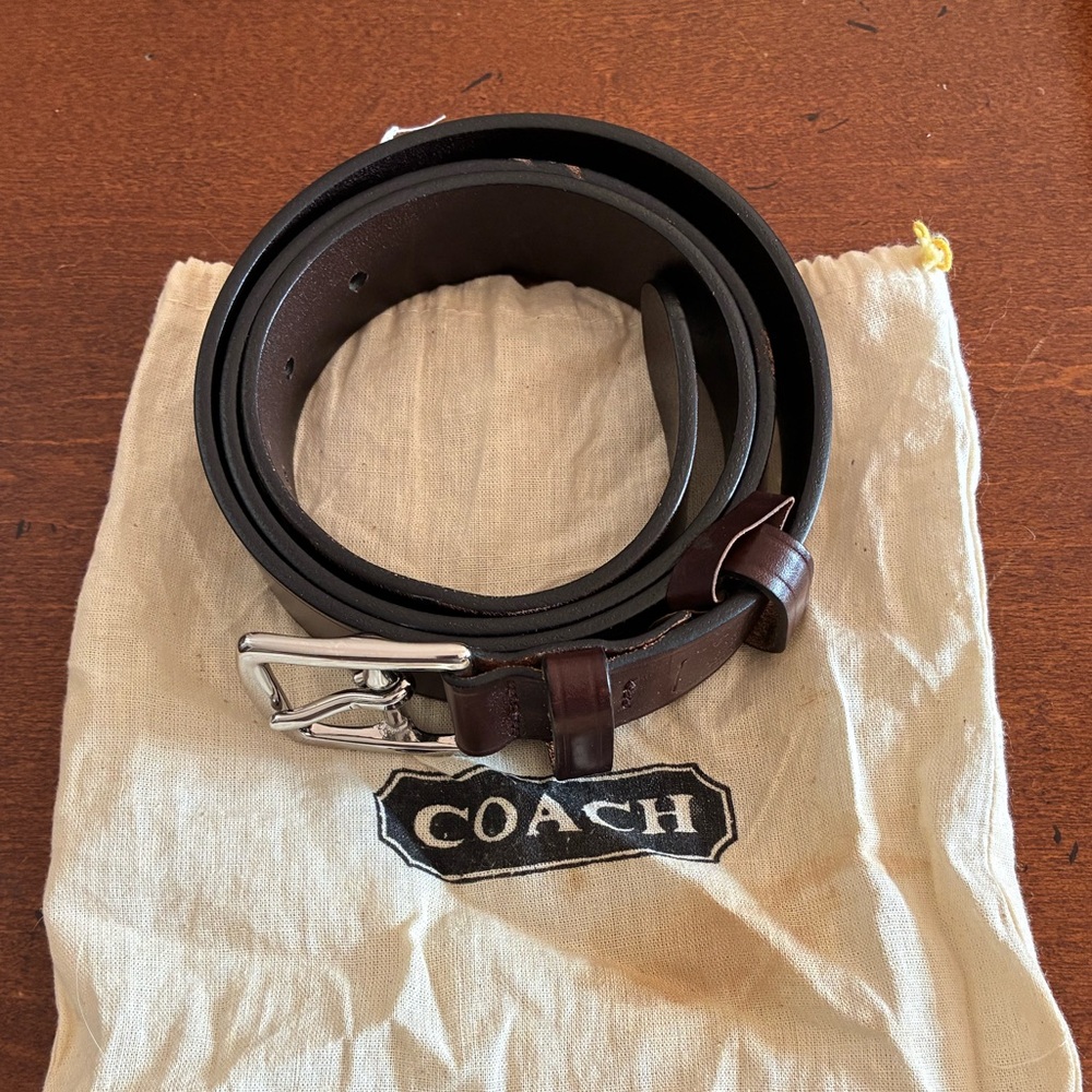EUC Coach Dark Brown Leather Belt wtih Silver Buckle - Picture 6 of 6